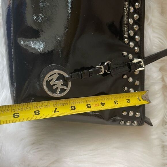 Michael Kors black patent  medium tote with jewels and silver tone studs accents - Picture 6 of 14